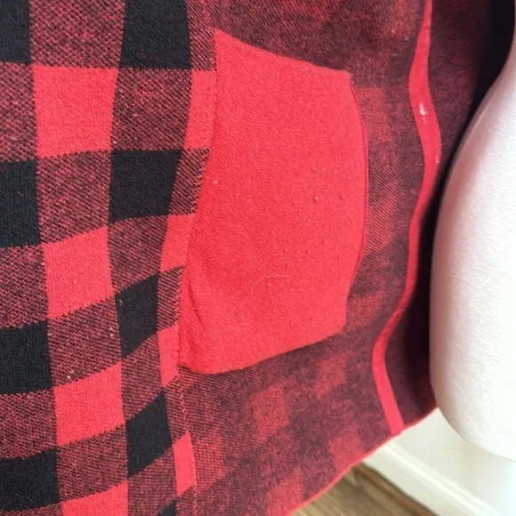 Anthropologie Field Flower Red Buffalo Plaid Cardigan Wrap Sweater Coat XS EUC - Picture 5 of 9